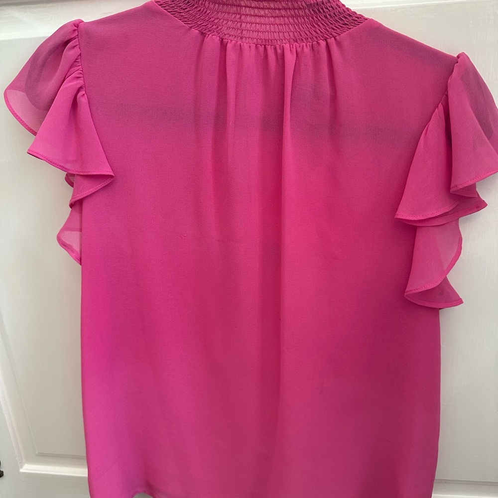 STATE Pink Blouse with Ruffle Sleeves
